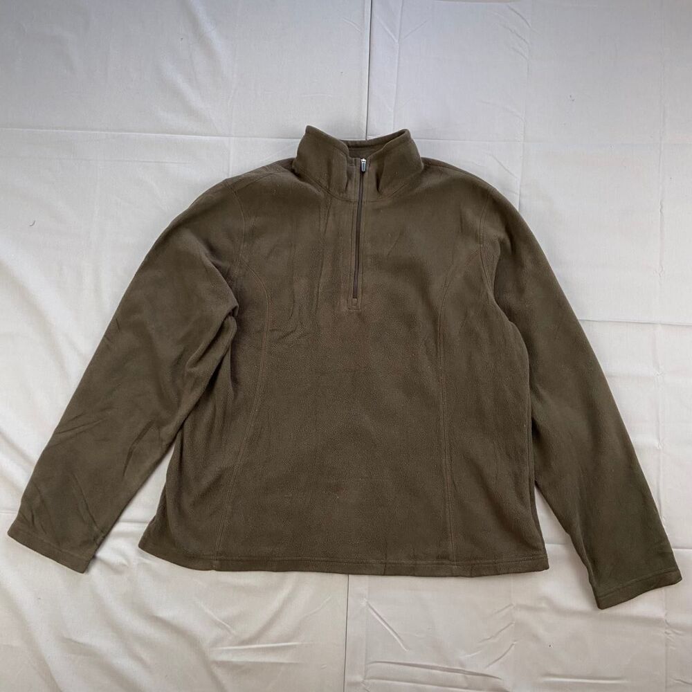 Unbranded Boys Xl 18-20 Brown Fleece Quarter Zip Jacket Mock Neck 100 Polyester